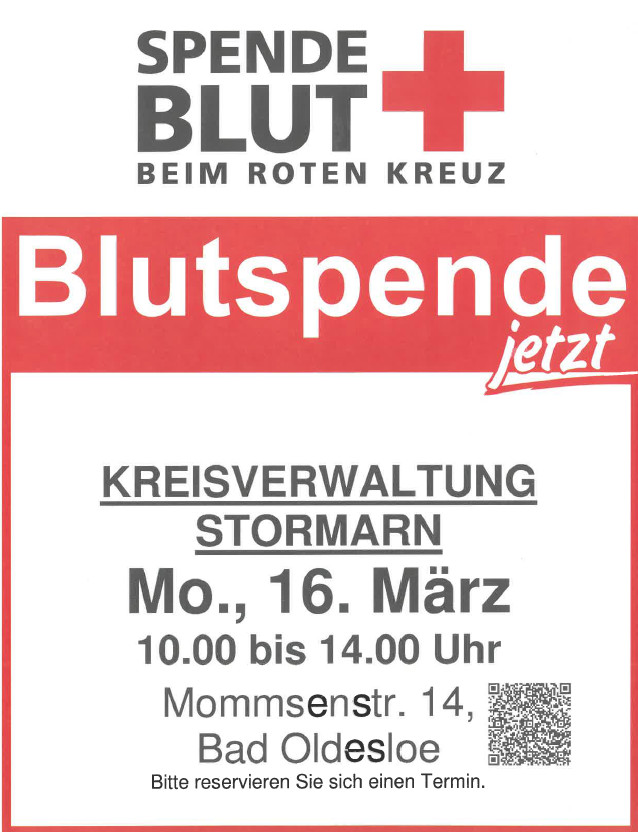 Plakat Blutspendeaufruf DRK Bad Oldesloe